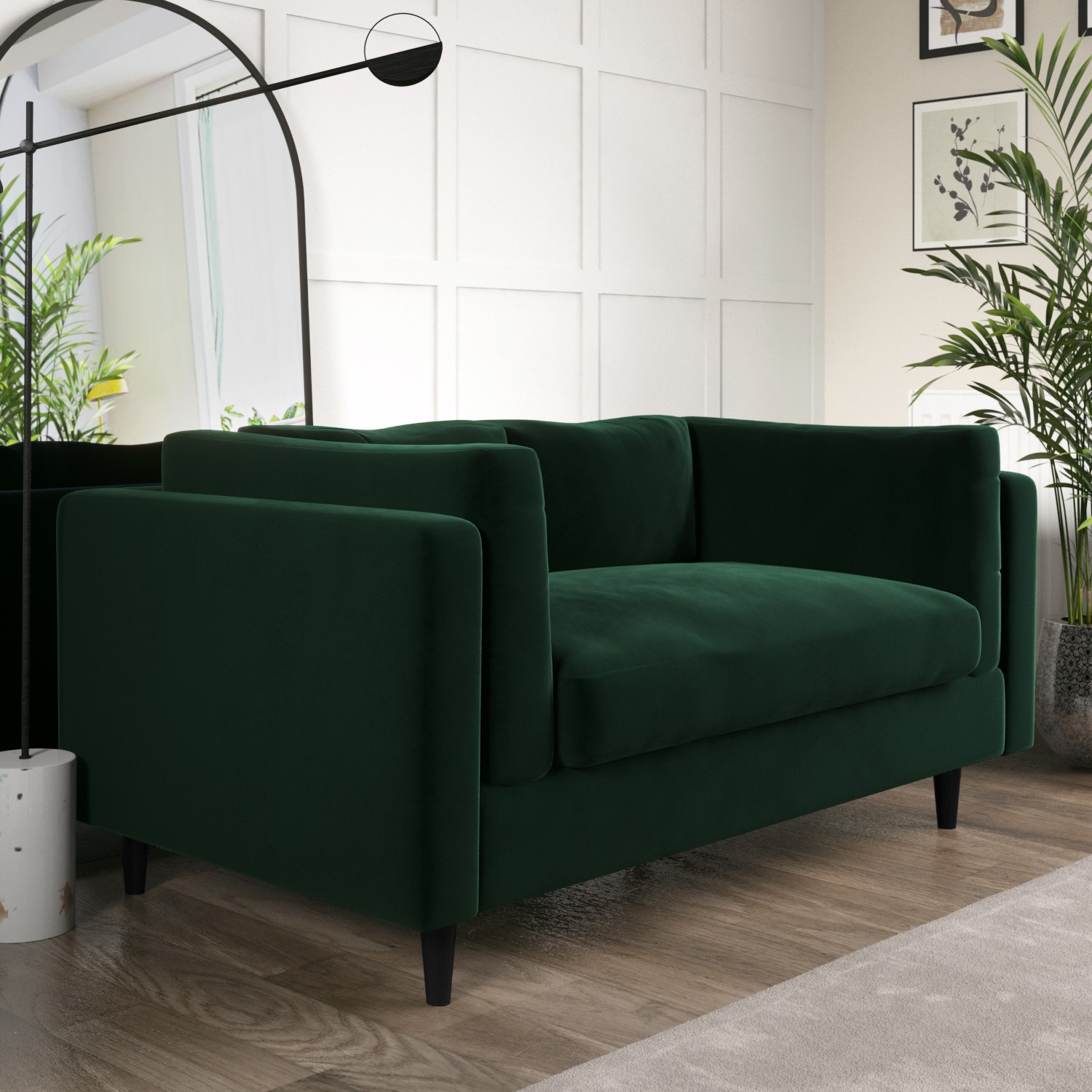 Read more about Green velvet 2 seater sofa in a box frankie